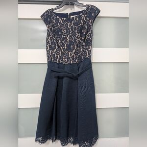 Eliza J Blue and Cream A-Line Wedding Dress